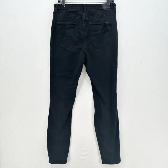 American Eagle Jeans 12 Long Curvy Hi Rise Jegging Next Level Black Distressed - Picture 2 of 12